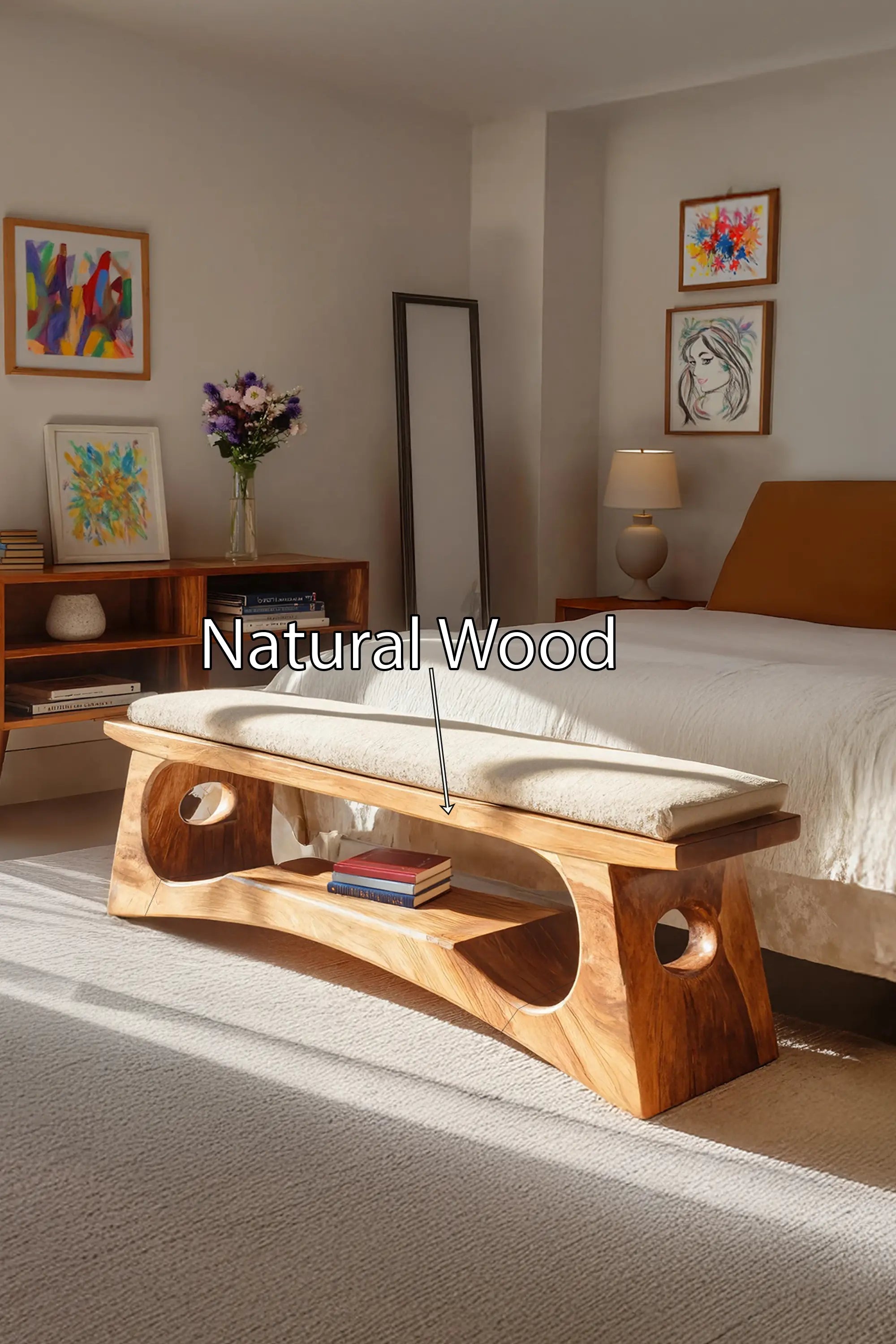 Modern Wooden Bench For Natural Bedroom Decor - view 5 of 7