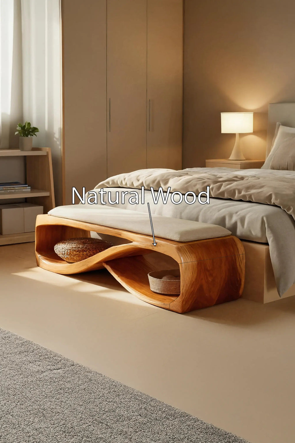 Contemporary Wooden Bench For Bedroom Furniture Decor - view 5 of 7