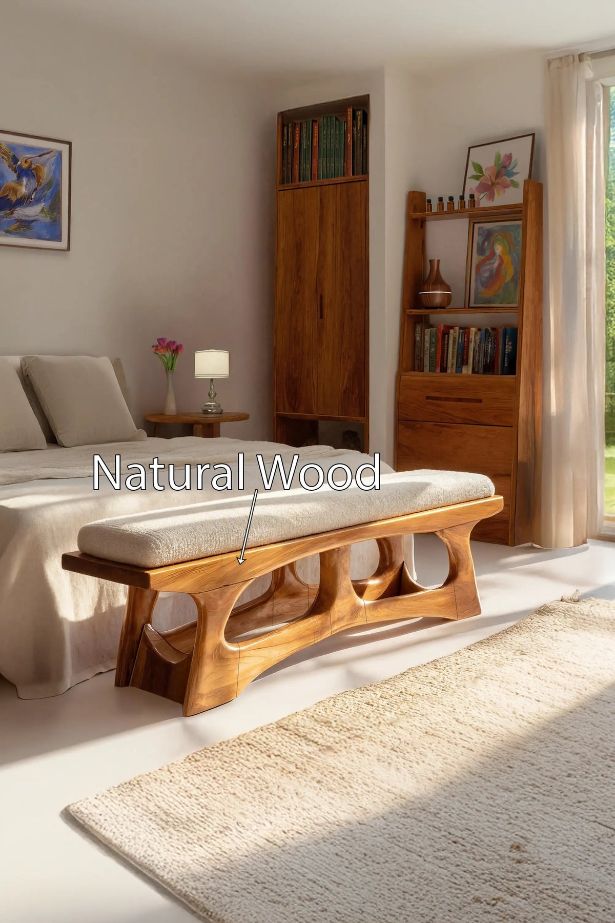 Handcrafted Curved Wood Bench For Furniture Styling - view 5 of 7