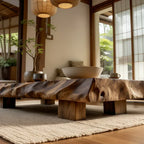 Organic Live Edge Wood Coffee Table Rustic Low Slab Center Table - view 4 of 5