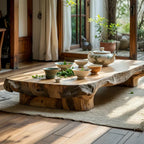 Low Solid Wood Tea Table with Natural Live Edge and Organic Base - view 5 of 7