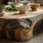 Low Solid Wood Tea Table with Natural Live Edge and Organic Base - view 6 of 7