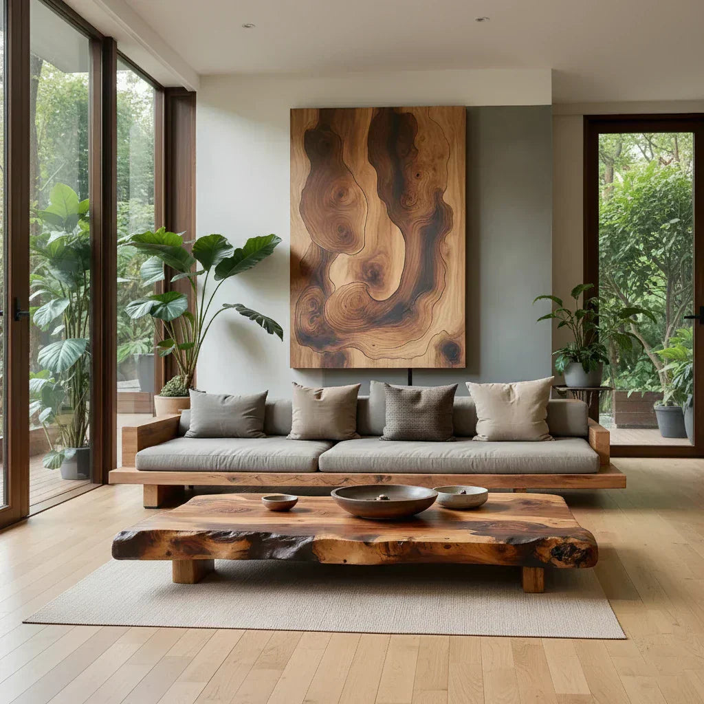 Rustic Live Edge Solid Wood Coffee Table Natural Slab Center Table - view 2 of 5