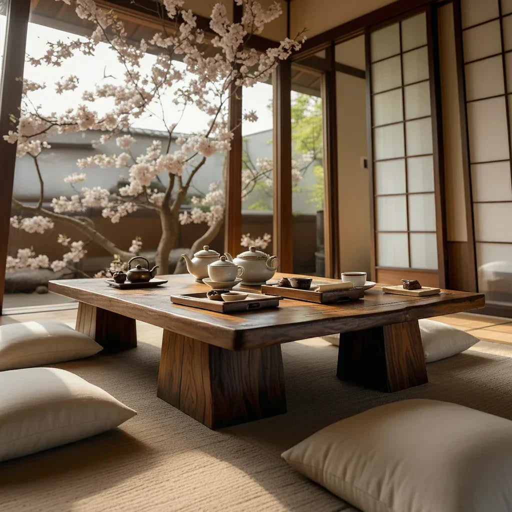 Japanese Solid Wood Low Tea Table Zen Floor Coffee Table - view 3 of 5