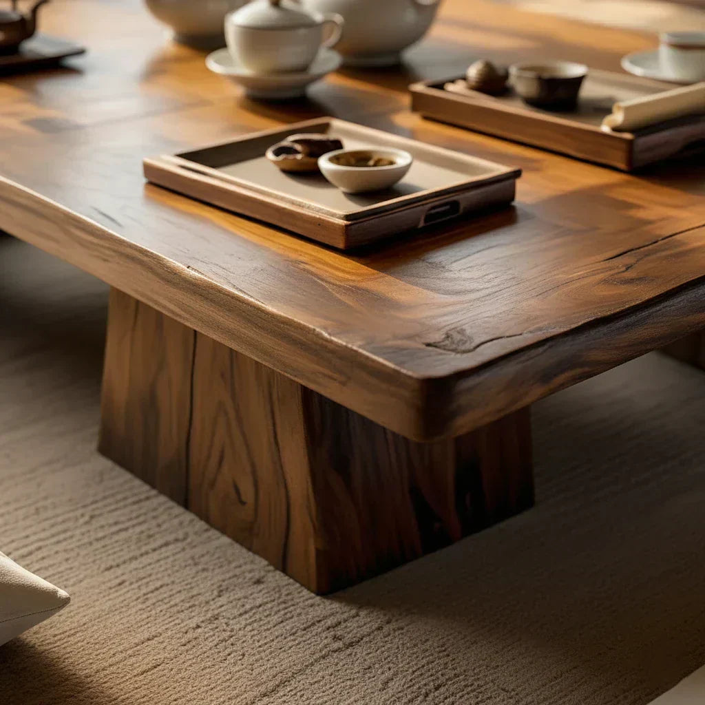 Japanese Solid Wood Low Tea Table Zen Floor Coffee Table - view 4 of 5