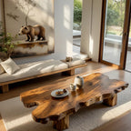 Organic Live Edge Wood Coffee Table Rustic Solid Slab Center Table - view 4 of 5