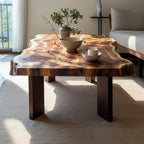 Natural Live Edge Wood Coffee Table Organic Slab Center Table - view 3 of 5