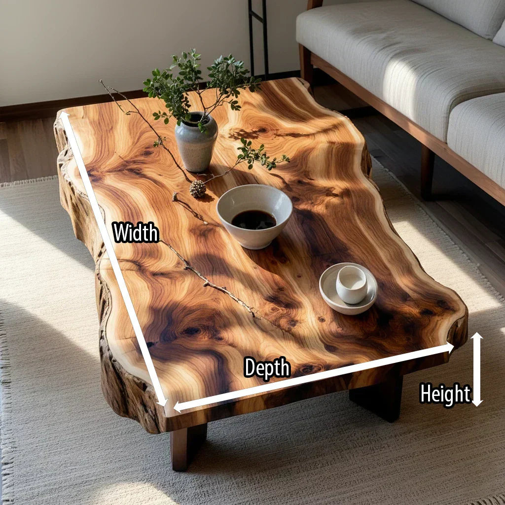 Natural Live Edge Wood Coffee Table Organic Slab Center Table - view 5 of 5