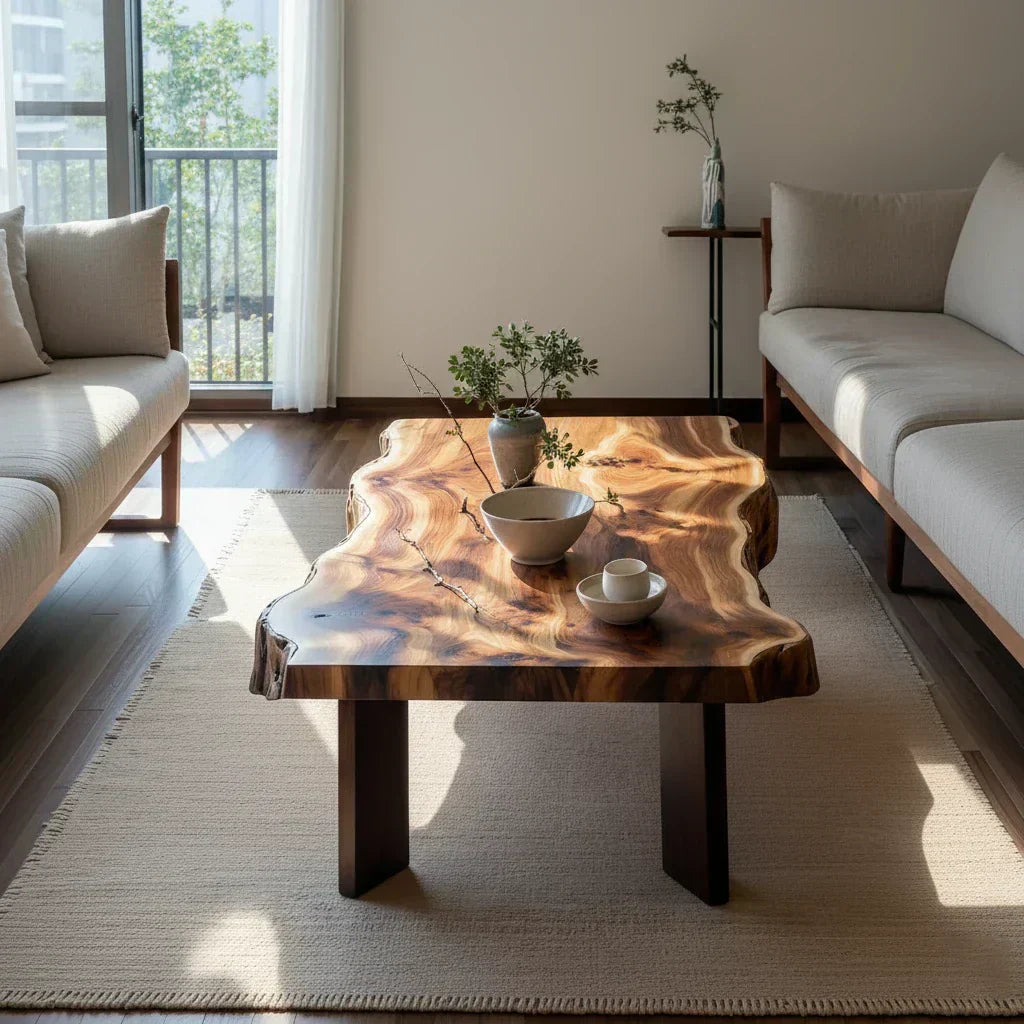 Natural Live Edge Wood Coffee Table Organic Slab Center Table - view 2 of 5