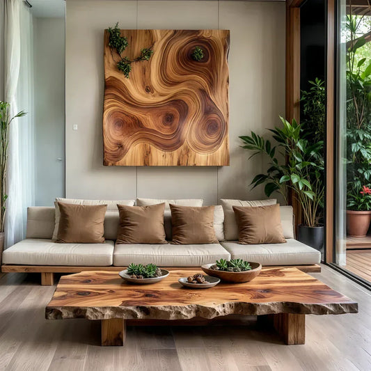 Live Edge Solid Wood Coffee Table Natural Slab Rustic Center Table - view 1 of 5