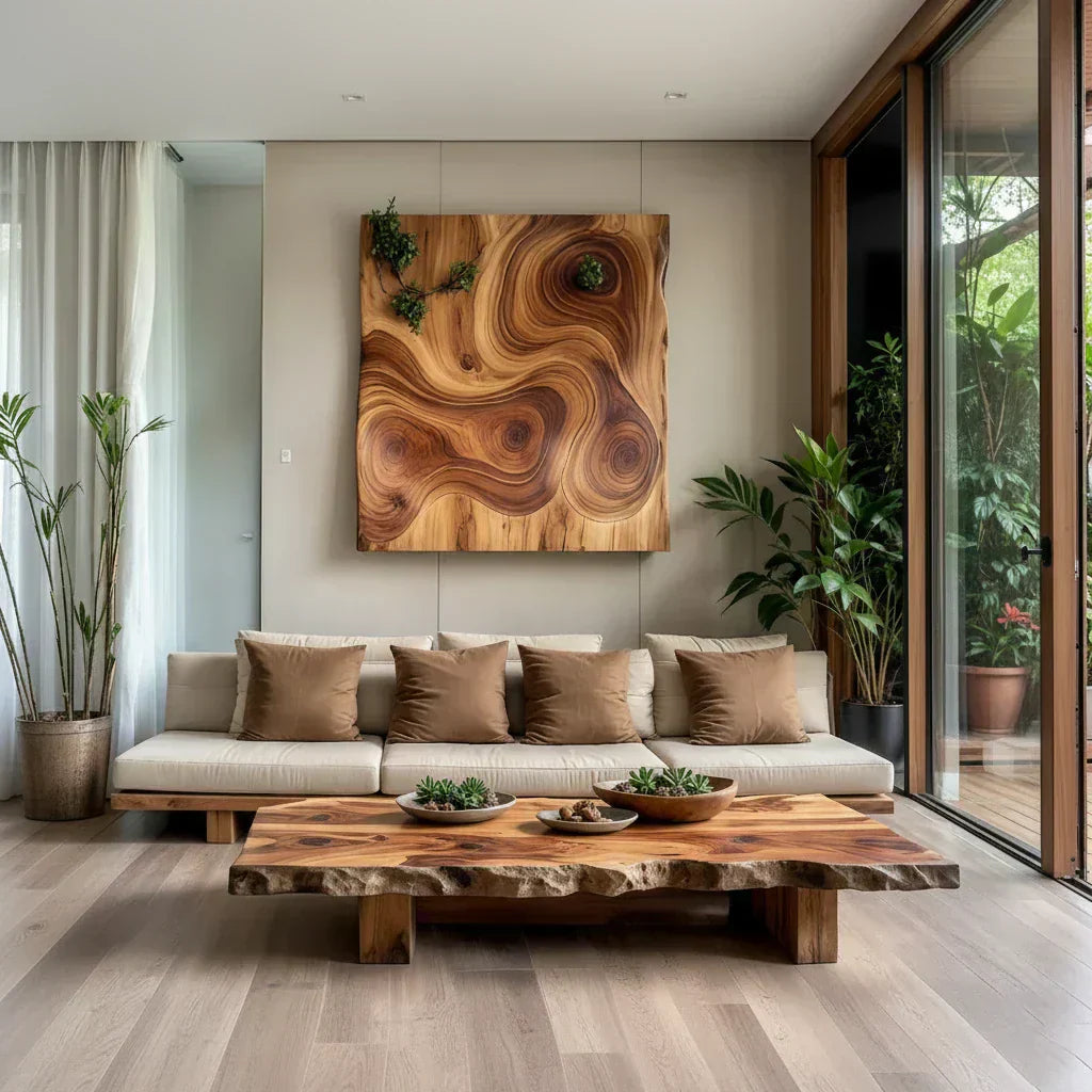 Live Edge Solid Wood Coffee Table Natural Slab Rustic Center Table - view 2 of 5