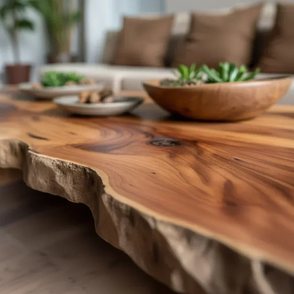 Live Edge Solid Wood Coffee Table Natural Slab Rustic Center Table - view 4 of 5