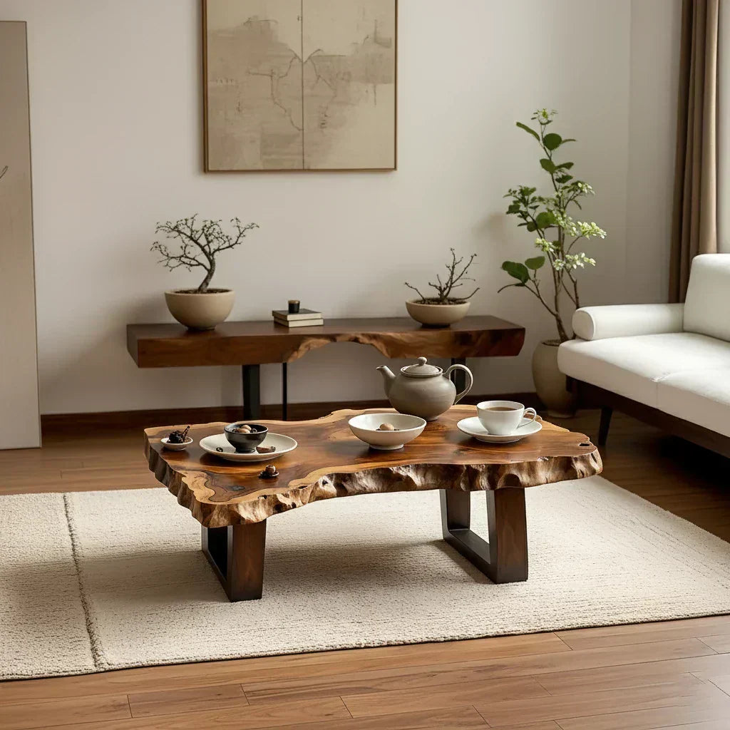 Organic Live Edge Solid Wood Coffee Table with Sculpted Natural Form - view 3 of 5