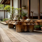 Low Profile Solid Wood Coffee Table with Live Edge and Rustic Base - view 5 of 7