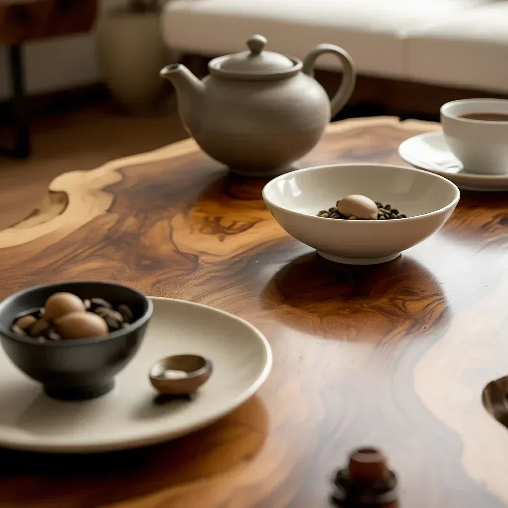 Organic Live Edge Solid Wood Coffee Table with Sculpted Natural Form - view 4 of 5