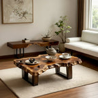Organic Live Edge Solid Wood Coffee Table with Sculpted Natural Form - view 2 of 5