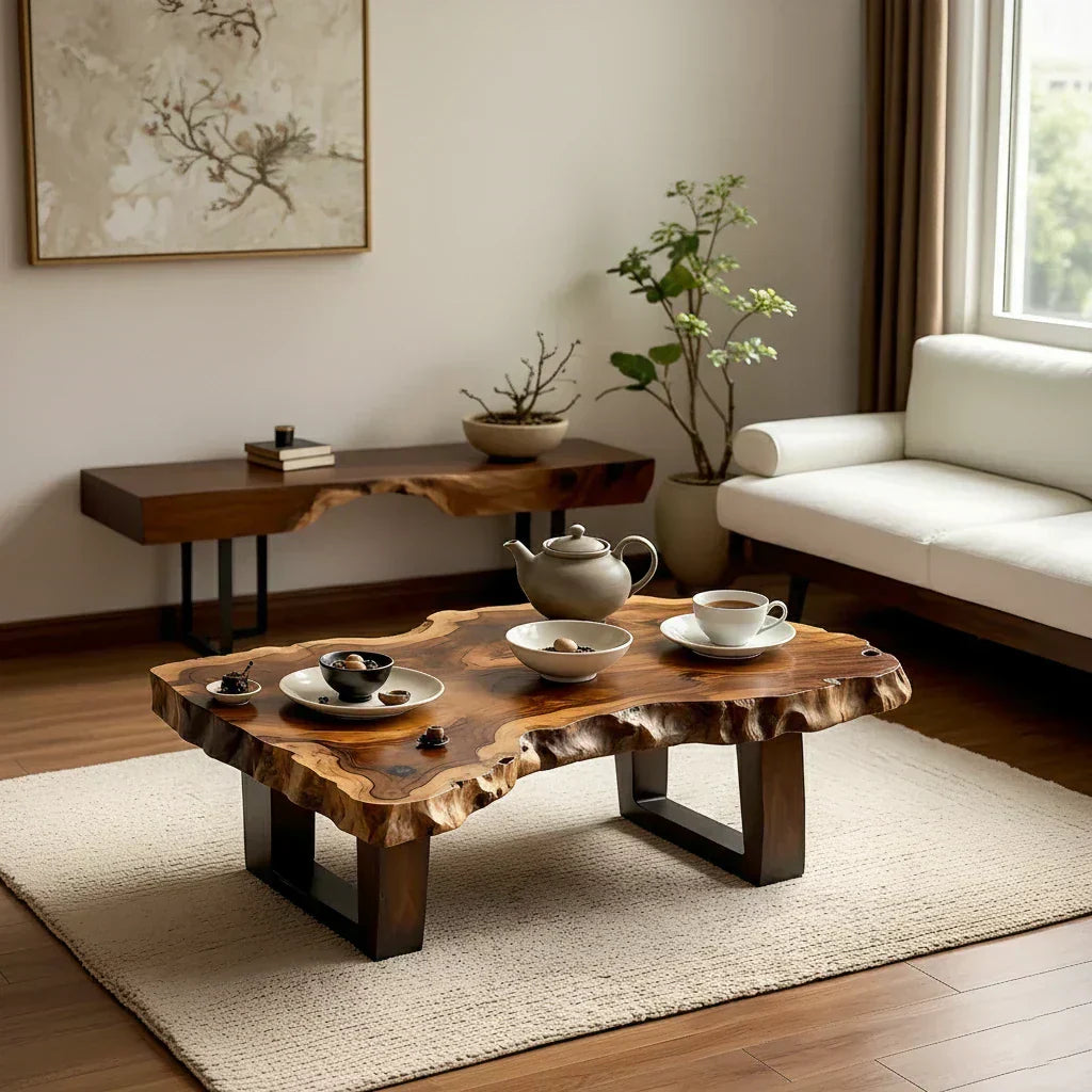 Organic Live Edge Solid Wood Coffee Table with Sculpted Natural Form - view 2 of 5