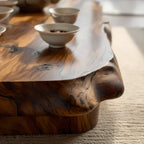 Organic Solid Wood Tea Table with Sculpted Base and Live Edge Form - view 6 of 7