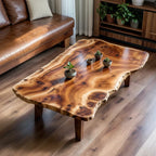 Live Edge Solid Wood Coffee Table Organic Slab Rustic Center Table - view 3 of 6