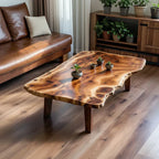 Live Edge Solid Wood Coffee Table Organic Slab Rustic Center Table - view 2 of 6