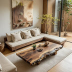 Natural Live Edge Wood Coffee Table Solid Slab Rustic Center Table - view 3 of 5