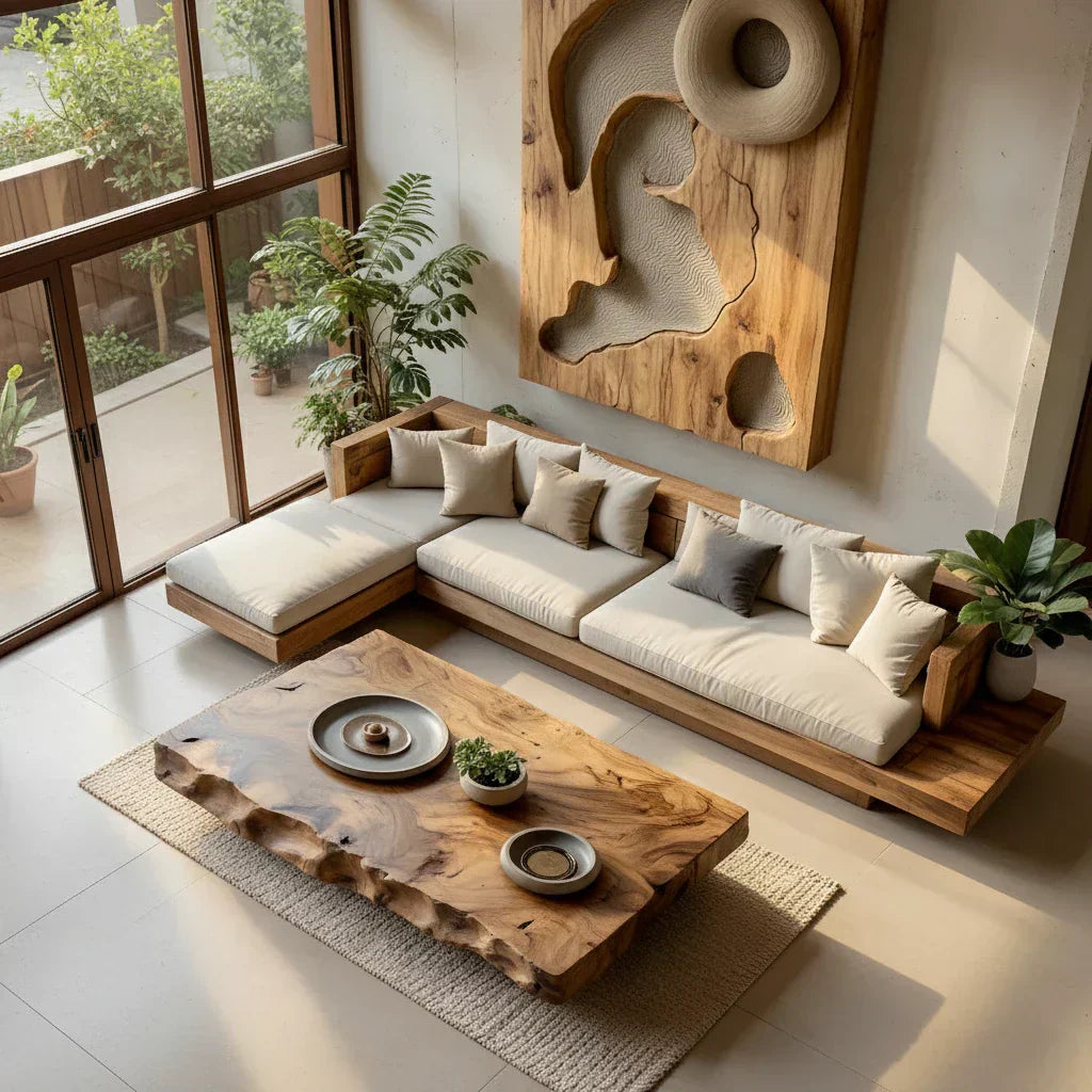 Live Edge Solid Wood Coffee Table Rustic Organic Low Center Table - view 4 of 5
