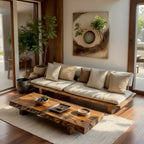 Organic Live Edge Solid Wood Coffee Table Rustic Slab Low Table - view 4 of 5