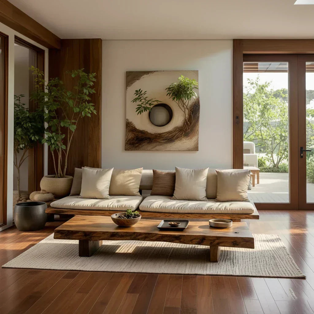 Organic Live Edge Solid Wood Coffee Table Rustic Slab Low Table - view 3 of 5