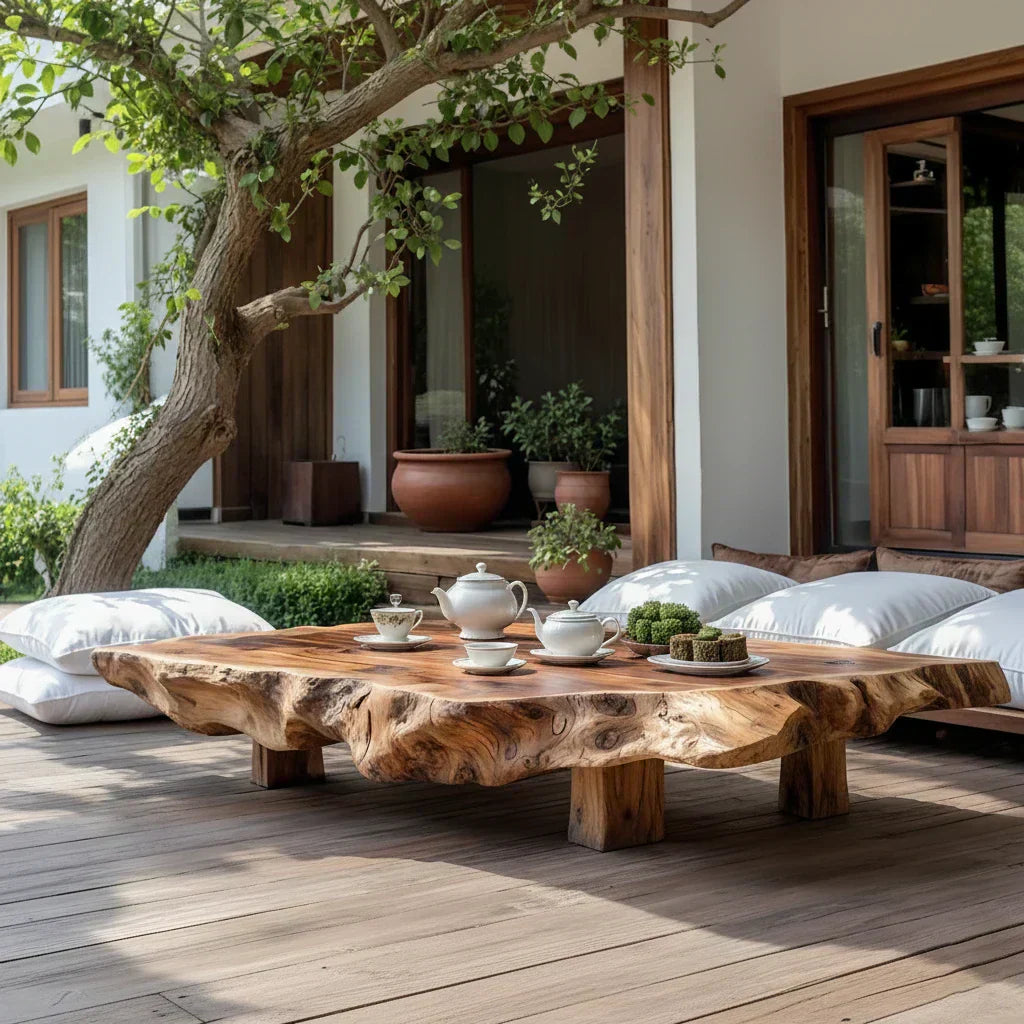 Live Edge Solid Wood Tea Table for Japanese Floor Seating - view 5 of 7