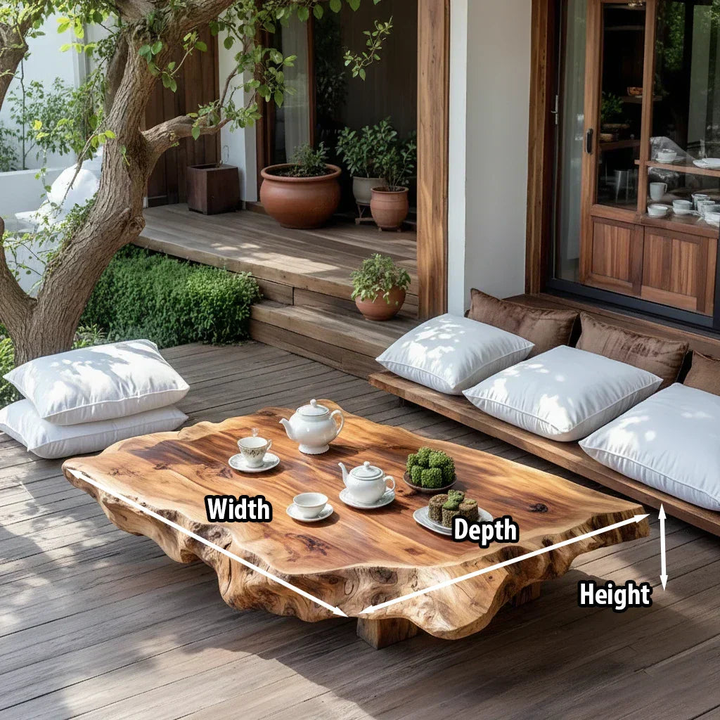 Live Edge Solid Wood Tea Table for Japanese Floor Seating - view 7 of 7