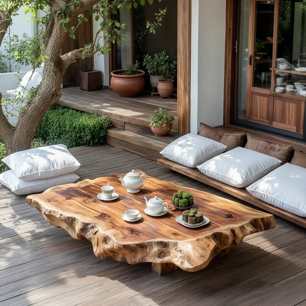 Live Edge Solid Wood Tea Table for Japanese Floor Seating - view 4 of 7
