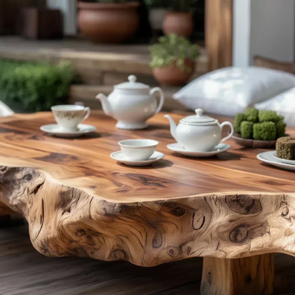 Live Edge Solid Wood Tea Table for Japanese Floor Seating - view 6 of 7