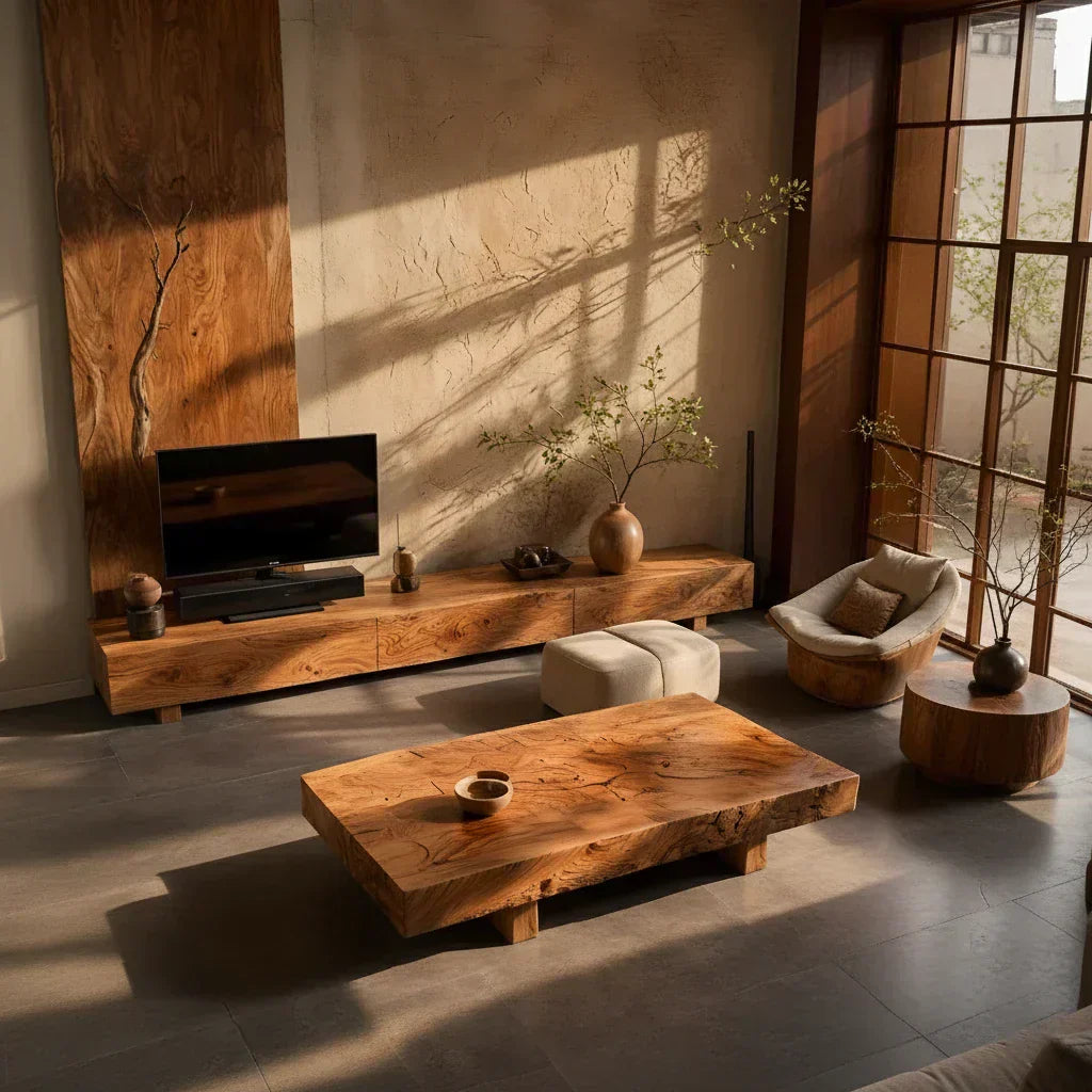 Live Edge Solid Wood Coffee Table for Modern Rustic Living Room - view 4 of 6