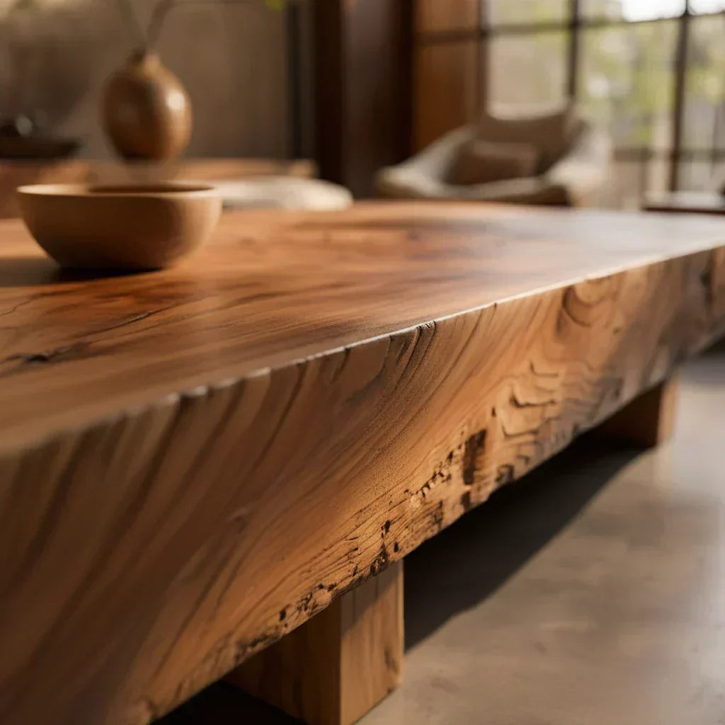 Live Edge Solid Wood Coffee Table for Modern Rustic Living Room - view 5 of 6