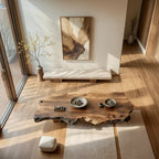 Organic Live Edge Solid Wood Coffee Table Rustic Slab Center Table - view 4 of 6