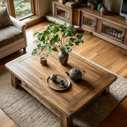 Solid Wood Coffee Table with Shelf Storage for Living Room - view 3 of 5