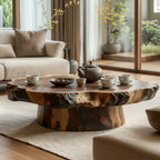Round Live Edge Wood Coffee Table with Pedestal Base - view 4 of 8