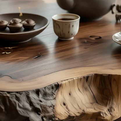 Round Live Edge Wood Coffee Table with Pedestal Base - view 7 of 8