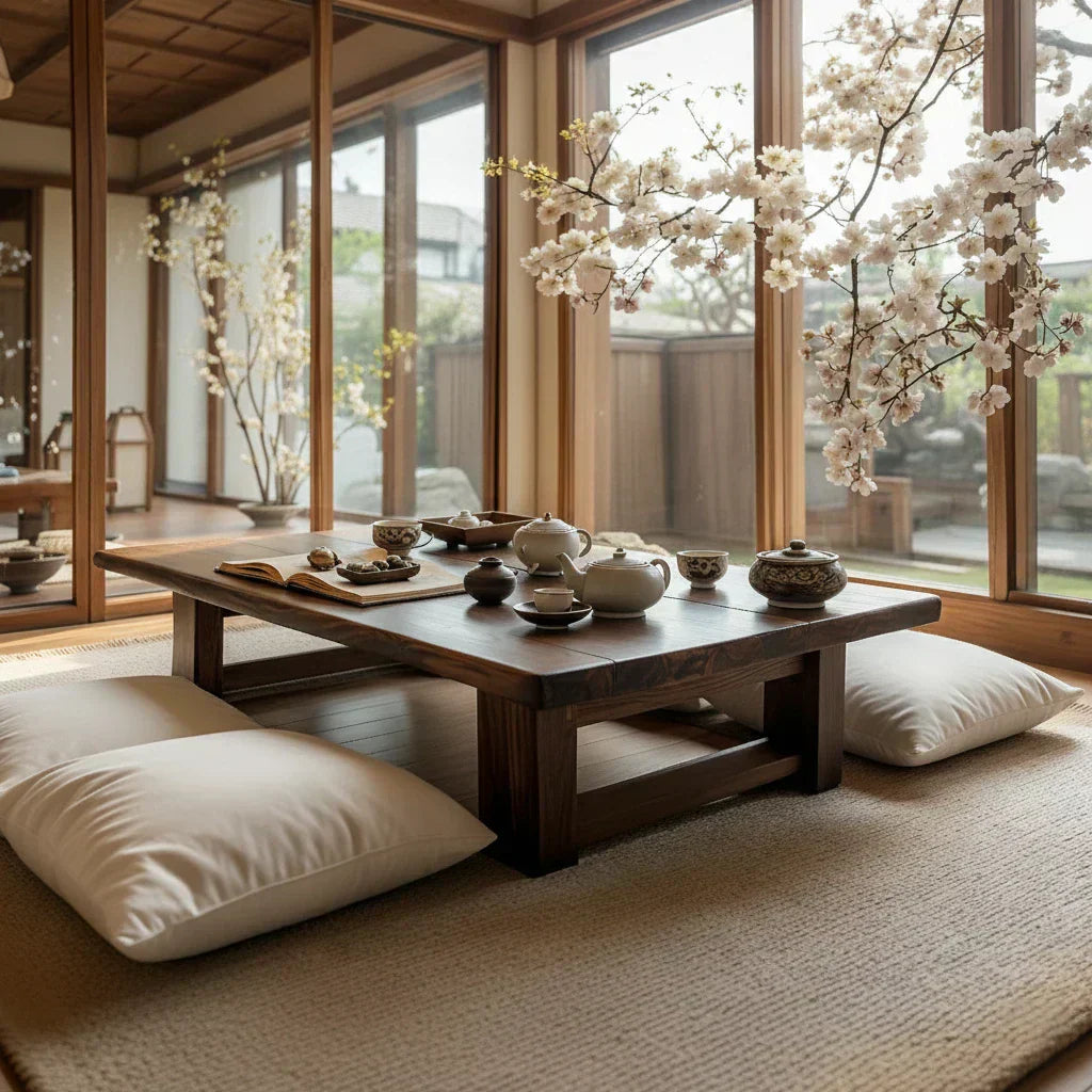 Solid Wood Japanese Low Tea Table Minimalist Floor Coffee Table - view 2 of 5