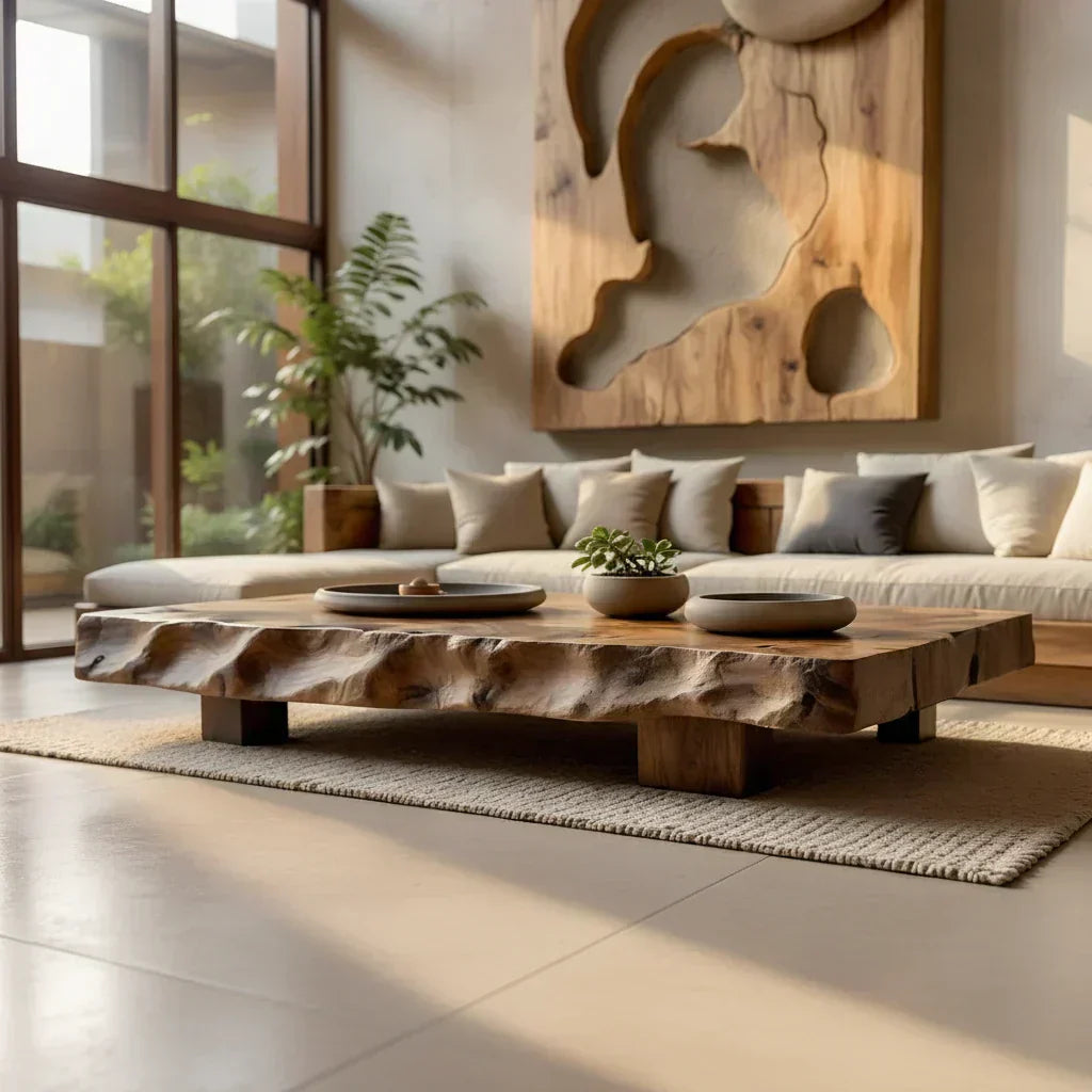 Live Edge Solid Wood Coffee Table Rustic Organic Low Center Table - view 3 of 5