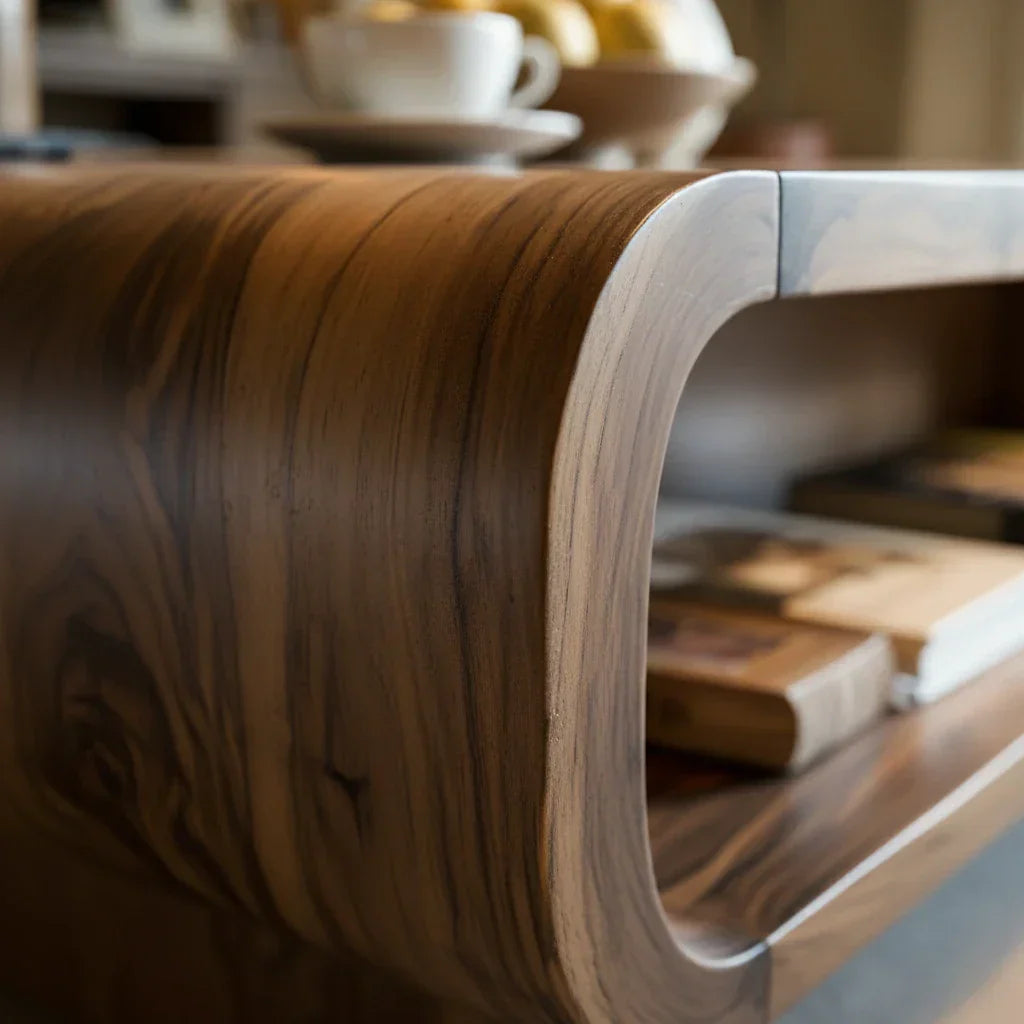 Curved Solid Wood Coffee Table with Open Shelf Storage - view 5 of 5