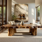 Organic Live Edge Wood Coffee Table Rustic Solid Slab Center Table - view 2 of 5