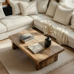 Minimalist Solid Wood Coffee Table Rustic Low Block Center Table - view 3 of 5