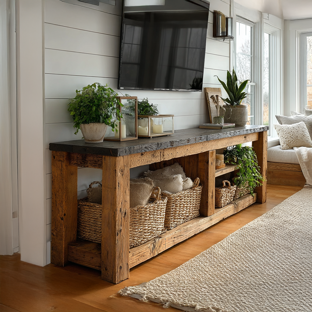 Rustic TV Console Table Living Room - view 1 of 8