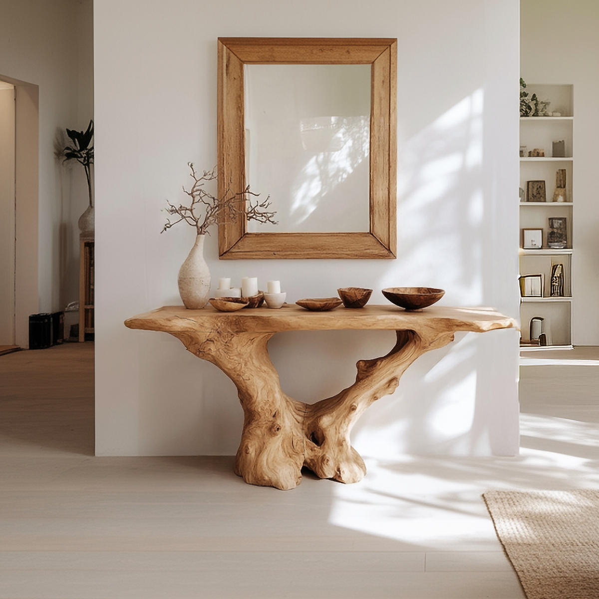 Rustic Handcrafted Wood Console Table Living Room - view 1 of 8