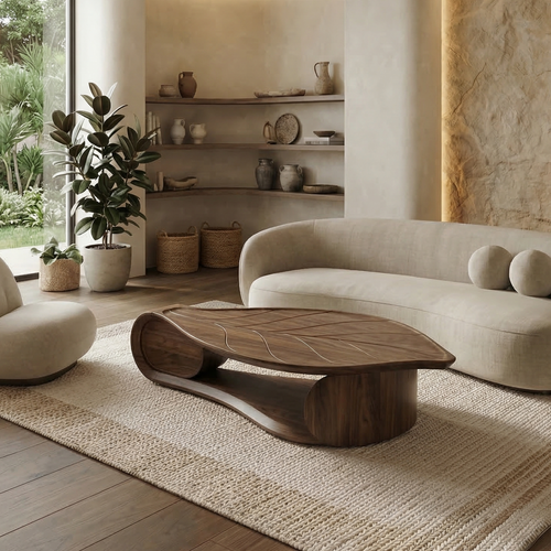 Organic Sculptural Coffee Table Solid Wood Living Room - view 1 of 8