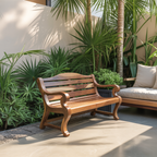Classic Curved Wood Garden Bench With Sculpted Arms For Patio Or Entryway - view 1 of 8