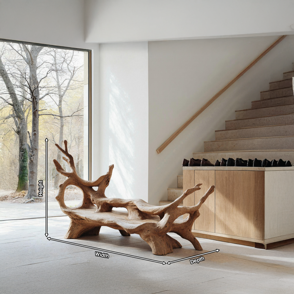 Mid Century Branch Bench For Retro Patio Ambiances - view 8 of 8