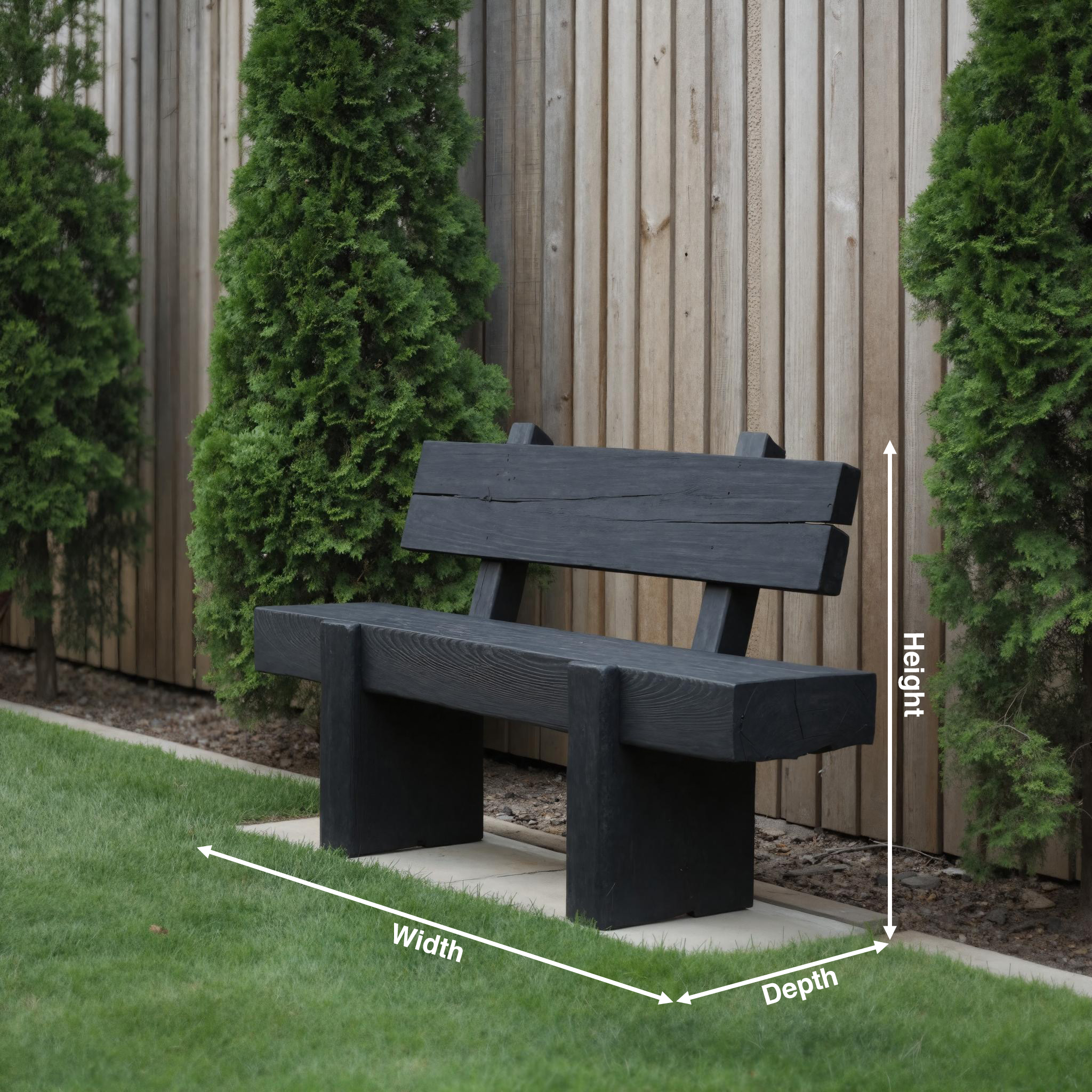Modern Solid Wood Outdoor Bench With Charred Finish For Garden Or Patio - view 8 of 8
