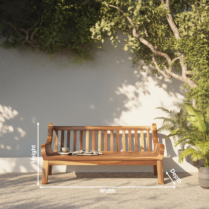 Contemporary Outdoor Wooden Bench With Curved Armrests For Garden Or Porch - view 8 of 8